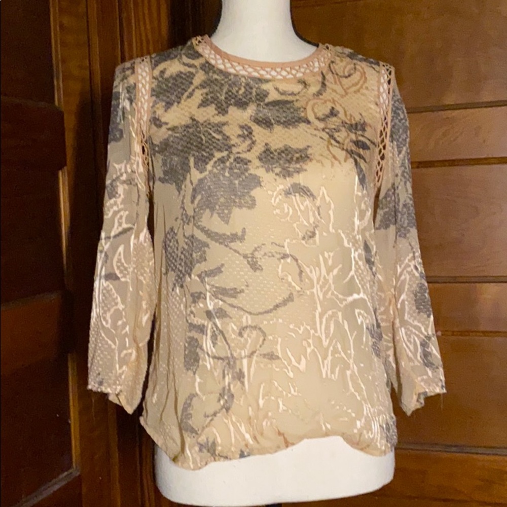 Meadow Rue for Anthro sheer long sleeve top